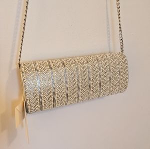 Starlet Hollywood CA Silver Pearl Clutch Bag with Chain